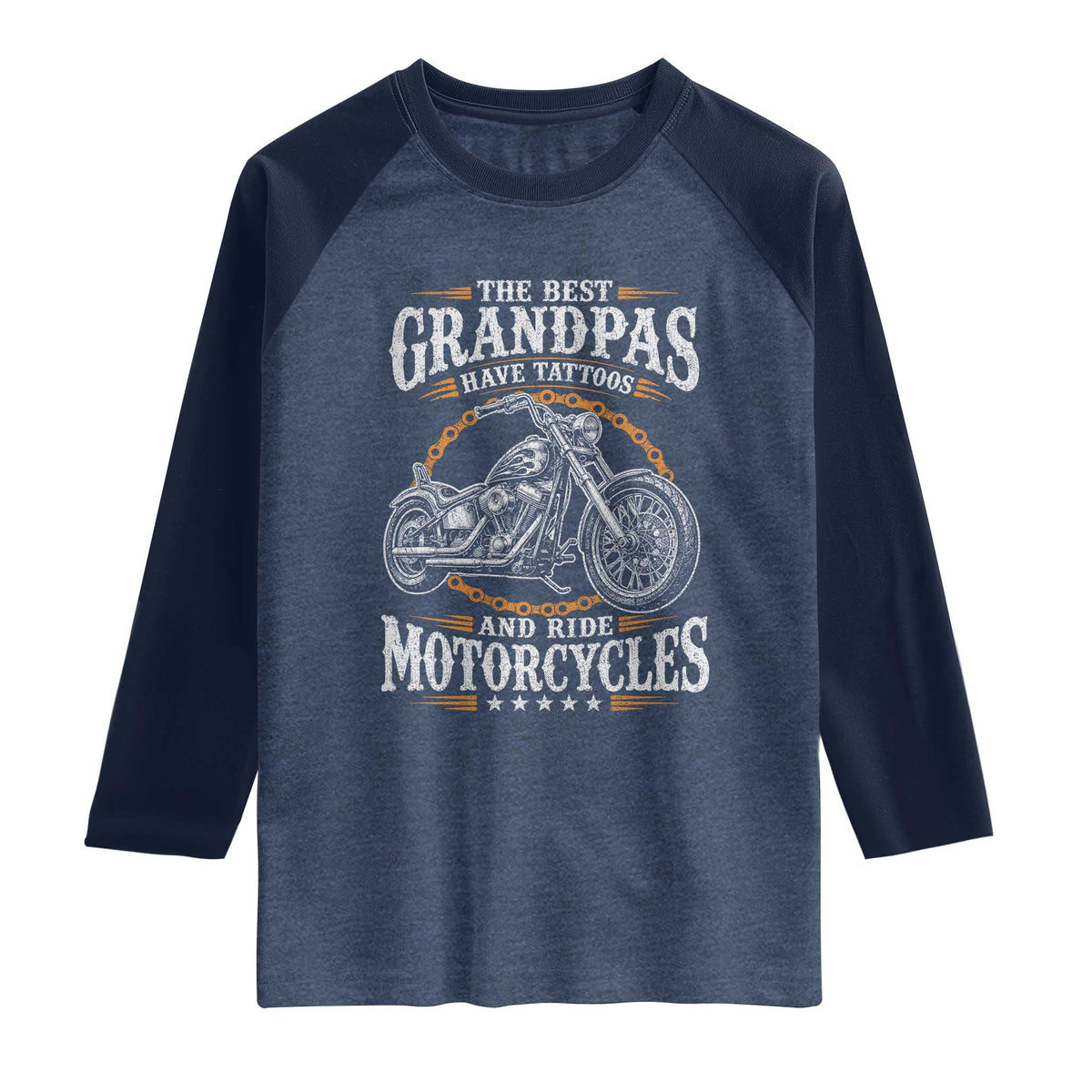 Biker Grandpa Best Grandpas Have Tattoos and Ride Motorcycles Raglan Shirt
