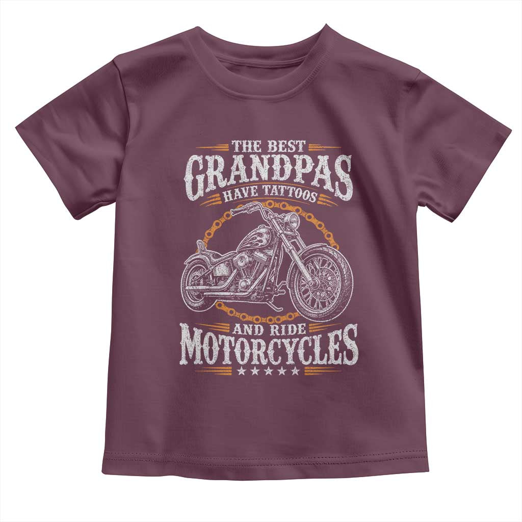 Biker Grandpa Best Grandpas Have Tattoos and Ride Motorcycles Toddler T Shirt