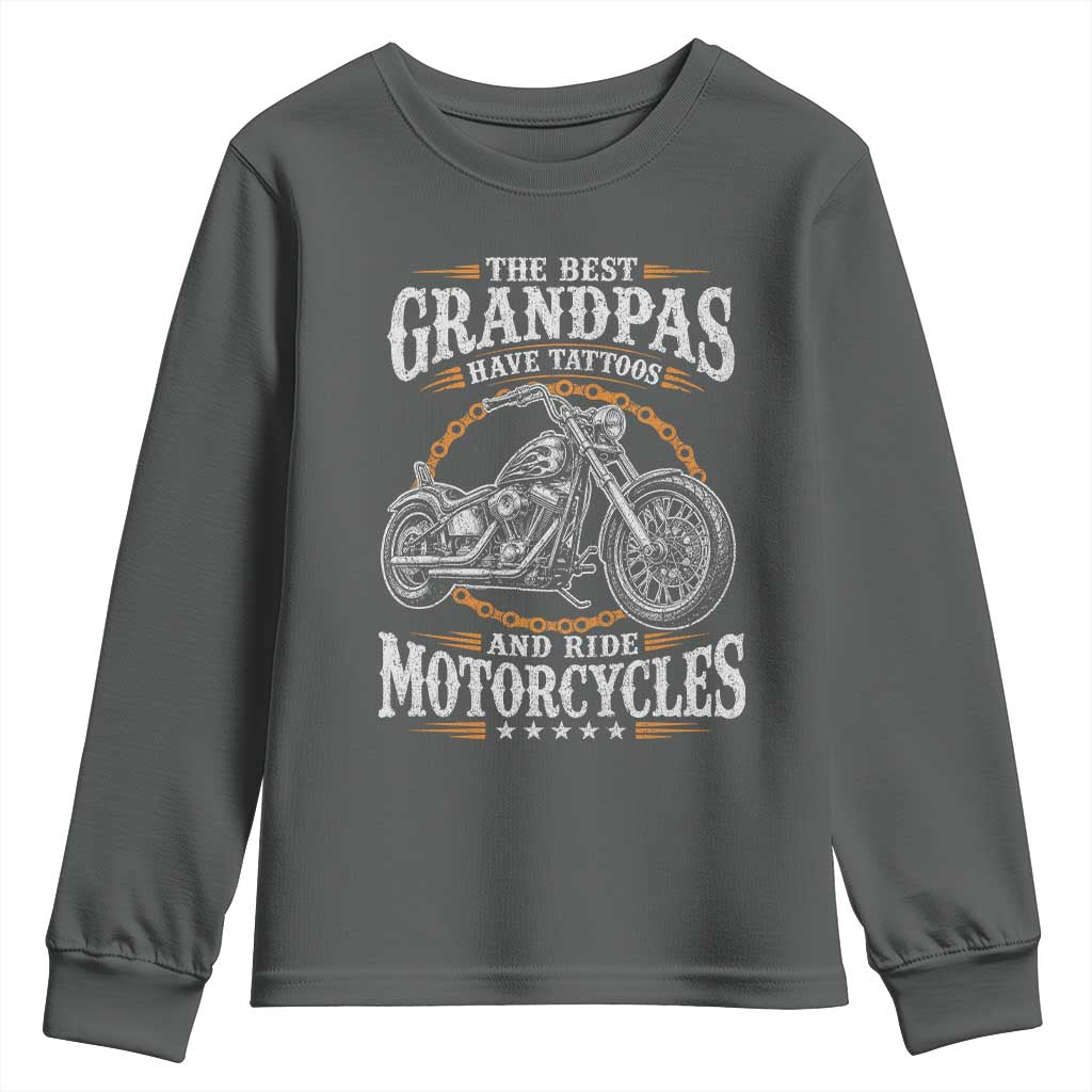 Biker Grandpa Best Grandpas Have Tattoos and Ride Motorcycles Youth Sweatshirt