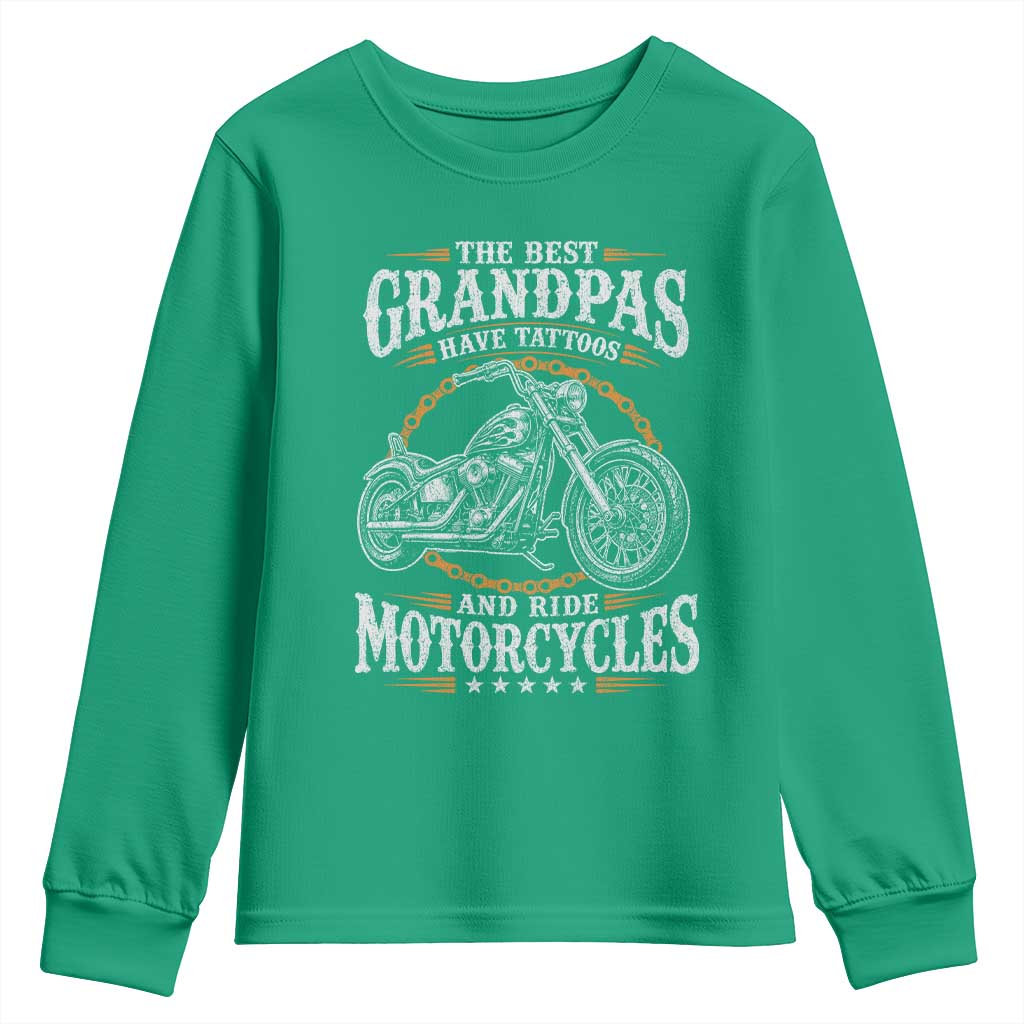 Biker Grandpa Best Grandpas Have Tattoos and Ride Motorcycles Youth Sweatshirt