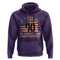 90th Birthday Hoodie It Took Me 90 Years To Create This Masterpiece Vintage American Flag