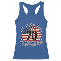 70th Birthday Racerback Tank Top It Took Me 70 Years To Create This Masterpiece Vintage American Flag