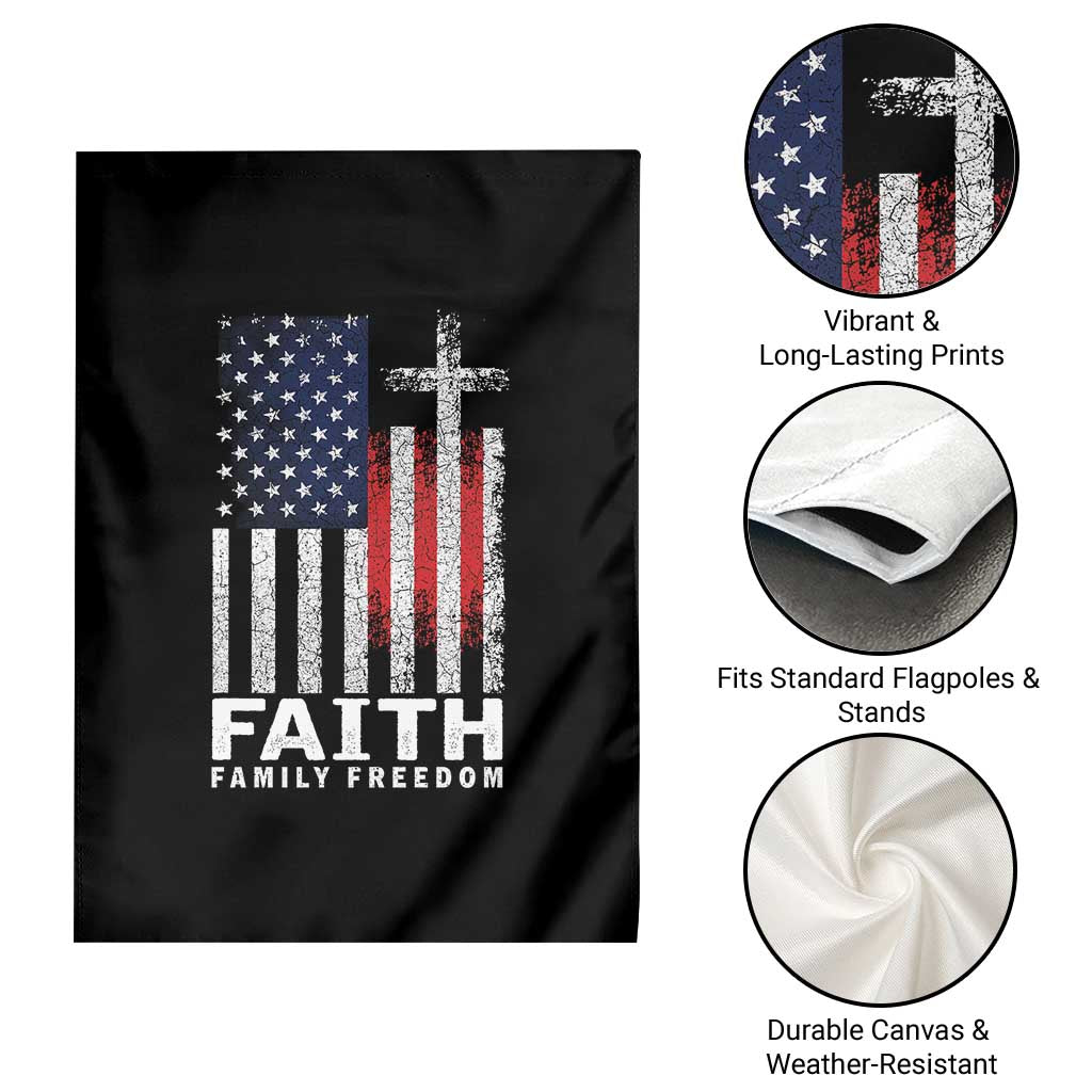 Faith Family Freedom Garden Flag Charlie Kirk Patriotic Christian Vintage USA Flag - Wonder Print Shop