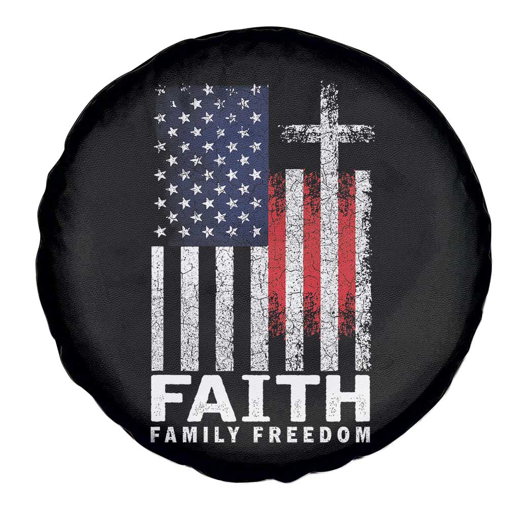 Faith Family Freedom Spare Tire Cover Charlie Kirk Patriotic Christian Vintage USA Flag - Wonder Print Shop
