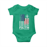 Faith Family Freedom Baby Onesie Charlie Kirk Patriotic Christian Vintage USA Flag - Wonder Print Shop