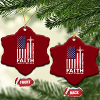 Faith Family Freedom Ceramic Ornament Charlie Kirk Patriotic Christian Vintage USA Flag - Wonder Print Shop