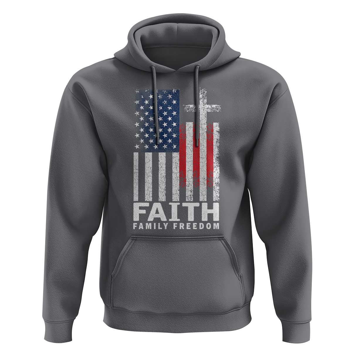 Faith Family Freedom Hoodie Charlie Kirk Patriotic Christian Vintage USA Flag - Wonder Print Shop