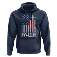 Faith Family Freedom Hoodie Charlie Kirk Patriotic Christian Vintage USA Flag - Wonder Print Shop
