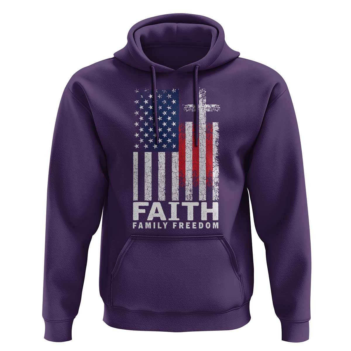 Faith Family Freedom Hoodie Charlie Kirk Patriotic Christian Vintage USA Flag - Wonder Print Shop