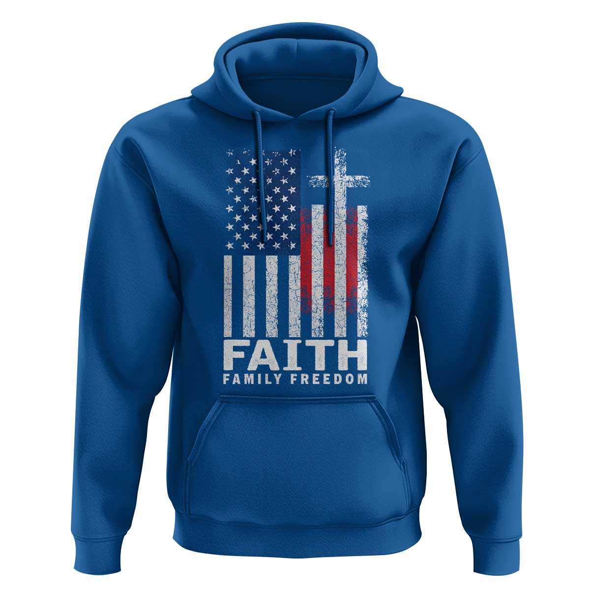Faith Family Freedom Hoodie Charlie Kirk Patriotic Christian Vintage USA Flag - Wonder Print Shop