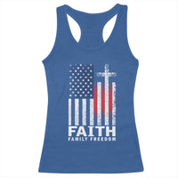 Faith Family Freedom Racerback Tank Top Charlie Kirk Patriotic Christian Vintage USA Flag - Wonder Print Shop