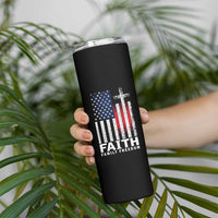 Faith Family Freedom Skinny Tumbler Charlie Kirk Patriotic Christian Vintage USA Flag - Wonder Print Shop