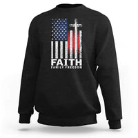 Faith Family Freedom Sweatshirt Charlie Kirk Patriotic Christian Vintage USA Flag - Wonder Print Shop