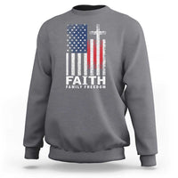 Faith Family Freedom Sweatshirt Charlie Kirk Patriotic Christian Vintage USA Flag - Wonder Print Shop