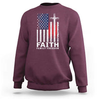 Faith Family Freedom Sweatshirt Charlie Kirk Patriotic Christian Vintage USA Flag - Wonder Print Shop