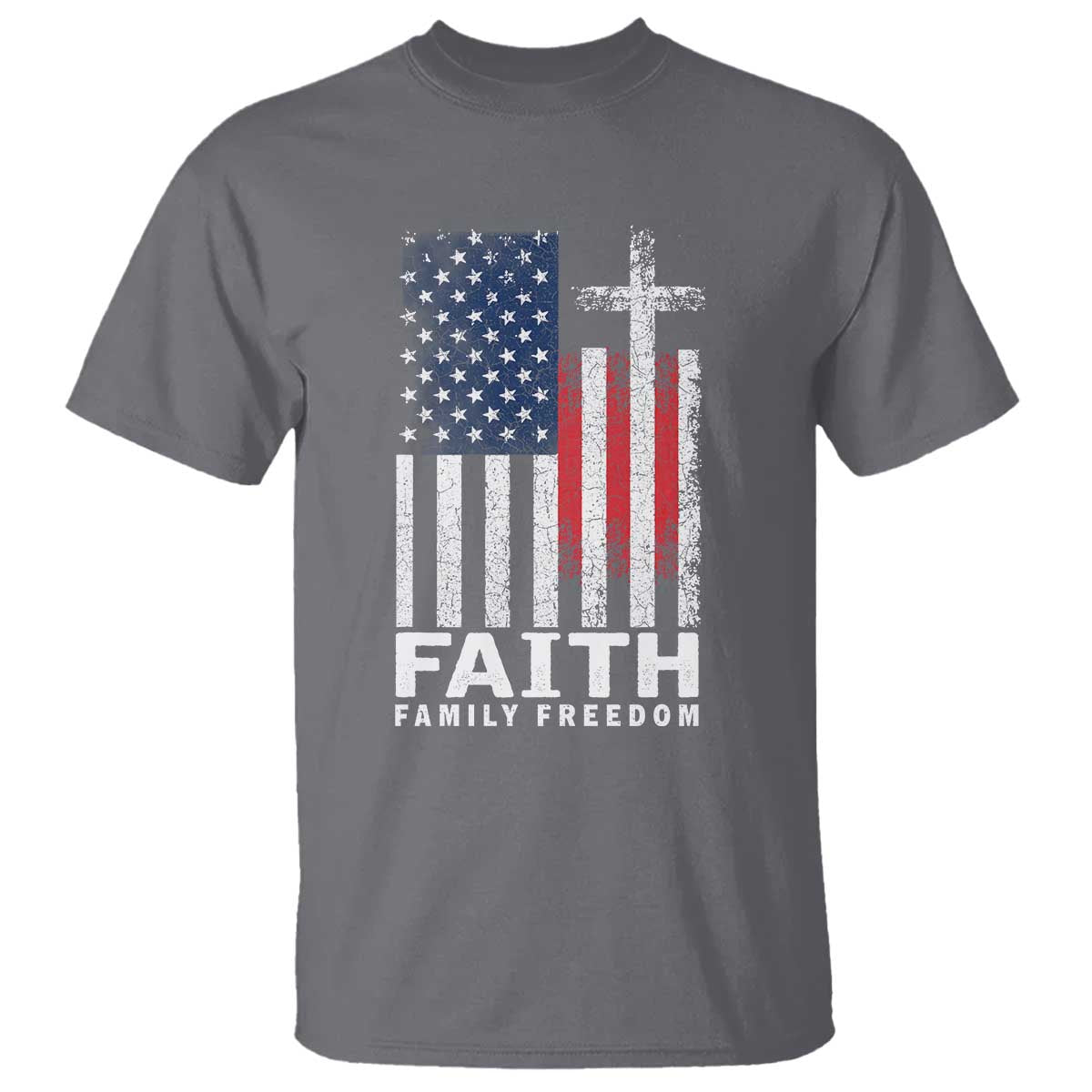 Faith Family Freedom T Shirt Charlie Kirk Patriotic Christian Vintage USA Flag - Wonder Print Shop