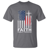 Faith Family Freedom T Shirt Charlie Kirk Patriotic Christian Vintage USA Flag - Wonder Print Shop
