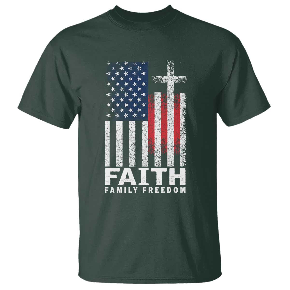 Faith Family Freedom T Shirt Charlie Kirk Patriotic Christian Vintage USA Flag - Wonder Print Shop