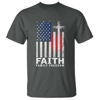 Faith Family Freedom T Shirt Charlie Kirk Patriotic Christian Vintage USA Flag - Wonder Print Shop