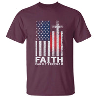 Faith Family Freedom T Shirt Charlie Kirk Patriotic Christian Vintage USA Flag - Wonder Print Shop