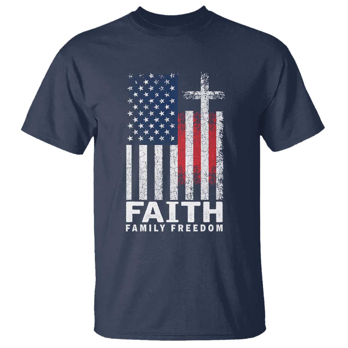 Faith Family Freedom T Shirt Charlie Kirk Patriotic Christian Vintage USA Flag - Wonder Print Shop