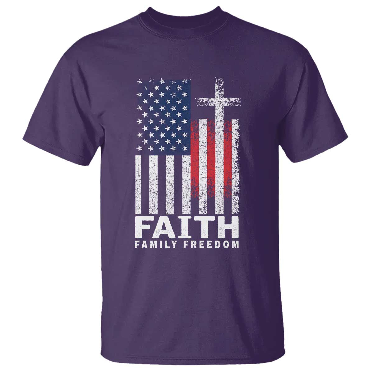 Faith Family Freedom T Shirt Charlie Kirk Patriotic Christian Vintage USA Flag - Wonder Print Shop