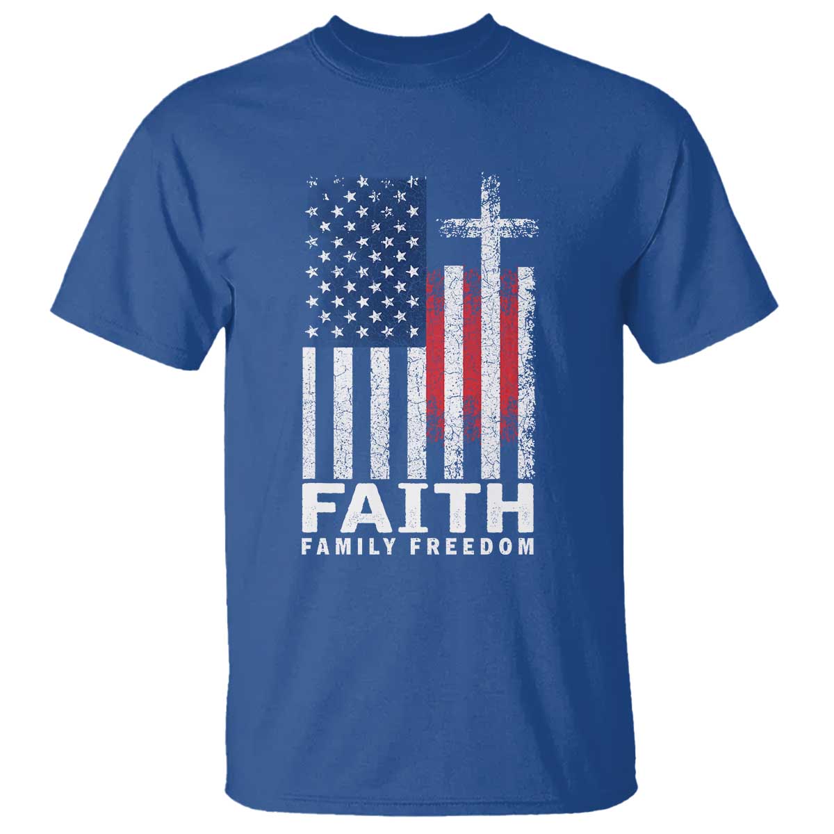 Faith Family Freedom T Shirt Charlie Kirk Patriotic Christian Vintage USA Flag - Wonder Print Shop