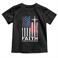 Faith Family Freedom Toddler T Shirt Charlie Kirk Patriotic Christian Vintage USA Flag - Wonder Print Shop