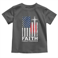 Faith Family Freedom Toddler T Shirt Charlie Kirk Patriotic Christian Vintage USA Flag - Wonder Print Shop