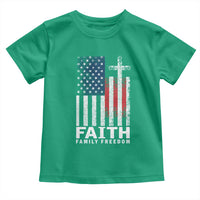 Faith Family Freedom Toddler T Shirt Charlie Kirk Patriotic Christian Vintage USA Flag - Wonder Print Shop