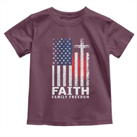 Faith Family Freedom Toddler T Shirt Charlie Kirk Patriotic Christian Vintage USA Flag - Wonder Print Shop