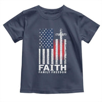 Faith Family Freedom Toddler T Shirt Charlie Kirk Patriotic Christian Vintage USA Flag - Wonder Print Shop