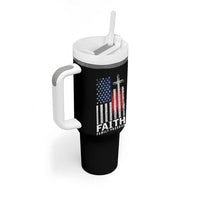 Faith Family Freedom Tumbler With Handle Charlie Kirk Patriotic Christian Vintage USA Flag - Wonder Print Shop