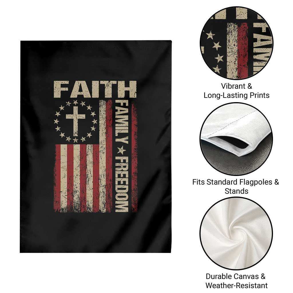 Faith Family Freedom Garden Flag Patriotic Christian Vintage USA Flag - Wonder Print Shop
