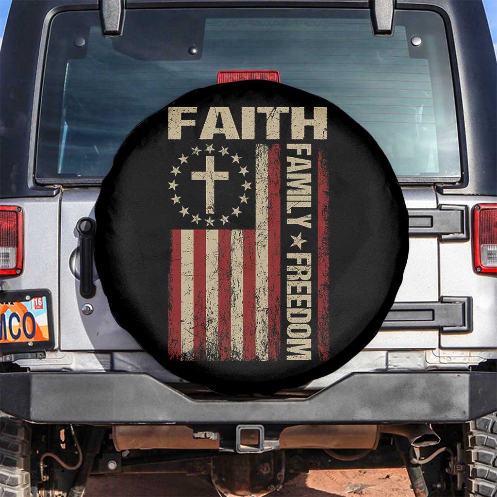 Faith Family Freedom Spare Tire Cover Patriotic Christian Vintage USA Flag - Wonder Print Shop
