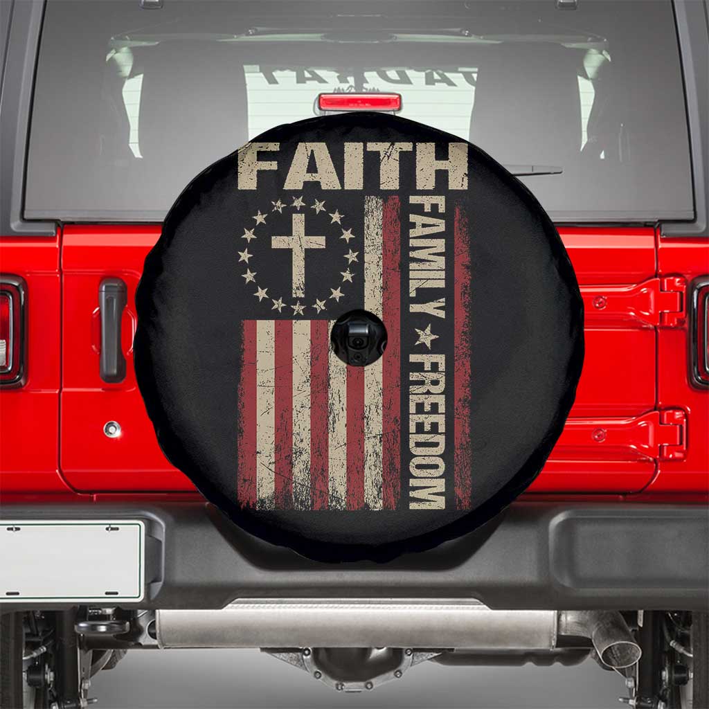 Faith Family Freedom Spare Tire Cover Patriotic Christian Vintage USA Flag - Wonder Print Shop