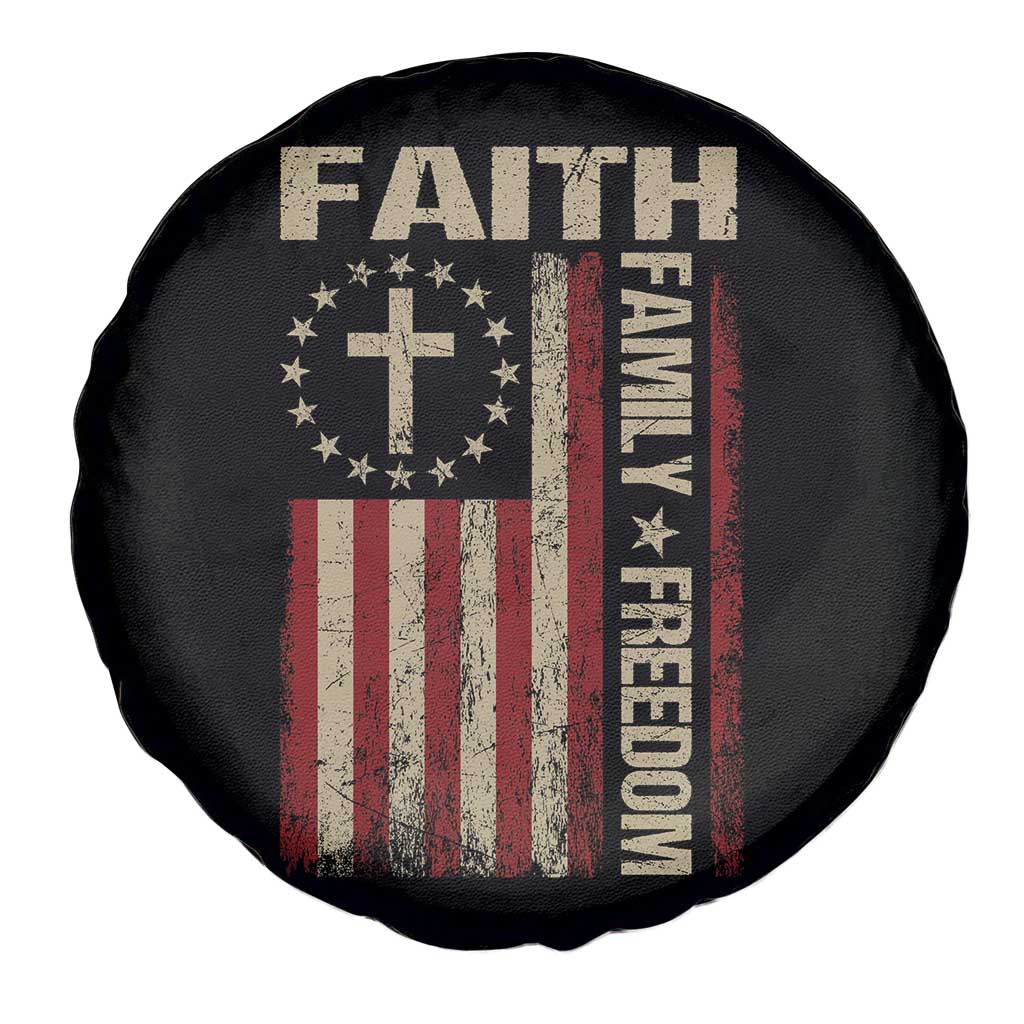 Faith Family Freedom Spare Tire Cover Patriotic Christian Vintage USA Flag - Wonder Print Shop