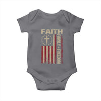 Faith Family Freedom Baby Onesie Patriotic Christian Vintage USA Flag - Wonder Print Shop
