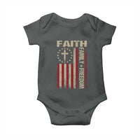 Faith Family Freedom Baby Onesie Patriotic Christian Vintage USA Flag - Wonder Print Shop