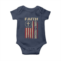Faith Family Freedom Baby Onesie Patriotic Christian Vintage USA Flag - Wonder Print Shop