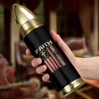 Faith Family Freedom Bullet Tumbler Patriotic Christian Vintage USA Flag - Wonder Print Shop