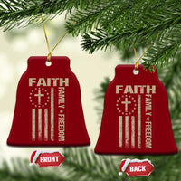 Faith Family Freedom Ceramic Ornament Patriotic Christian Vintage USA Flag - Wonder Print Shop