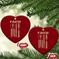 Faith Family Freedom Ceramic Ornament Patriotic Christian Vintage USA Flag - Wonder Print Shop