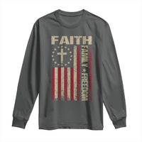 Faith Family Freedom Long Sleeve Shirt Patriotic Christian Vintage USA Flag - Wonder Print Shop