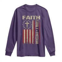 Faith Family Freedom Long Sleeve Shirt Patriotic Christian Vintage USA Flag - Wonder Print Shop