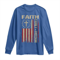 Faith Family Freedom Long Sleeve Shirt Patriotic Christian Vintage USA Flag - Wonder Print Shop