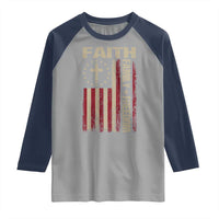 Faith Family Freedom Raglan Shirt Patriotic Christian Vintage USA Flag - Wonder Print Shop