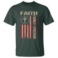 Faith Family Freedom T Shirt Patriotic Christian Vintage USA Flag - Wonder Print Shop