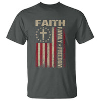 Faith Family Freedom T Shirt Patriotic Christian Vintage USA Flag - Wonder Print Shop