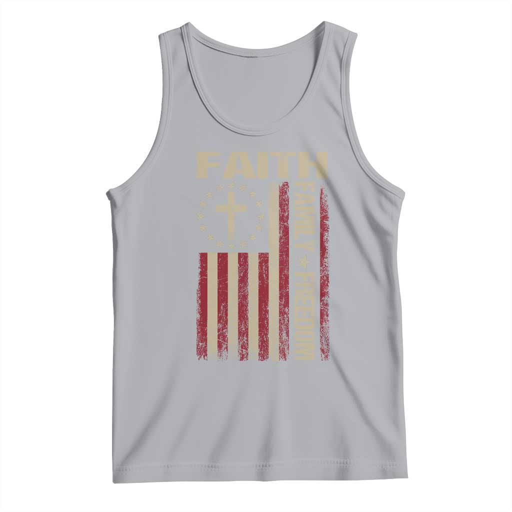 Faith Family Freedom Tank Top Patriotic Christian Vintage USA Flag - Wonder Print Shop